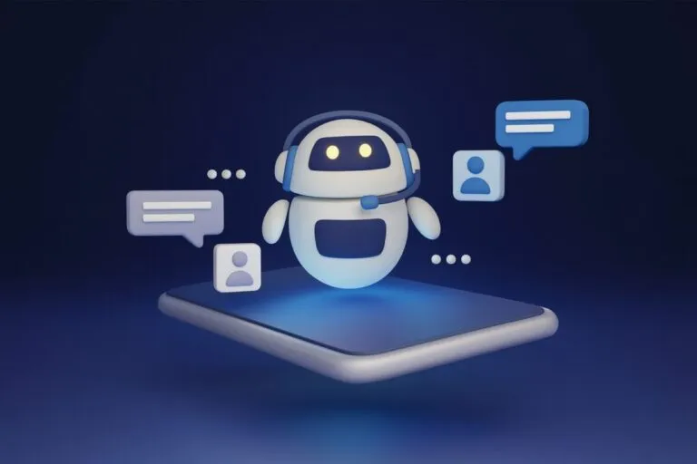 Ilustración editorial que muestra una balanza de justicia frente a una interfaz de chatbot con inteligencia artificial