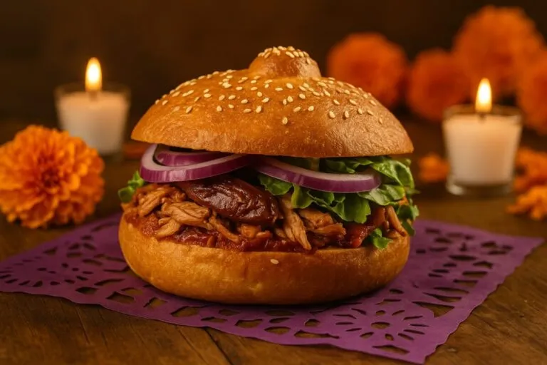 Torta guajolomuerto con pan de muerto salado rellena de guajolote, innovación gastronómica de Tulancingo