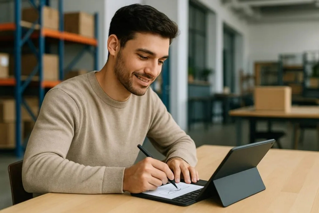 Representación visual de una pyme chilena utilizando firma electrónica para acceder a servicios financieros