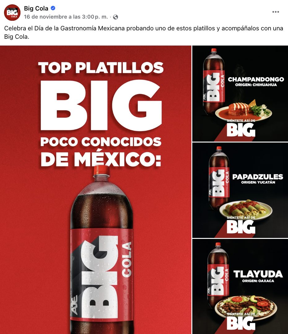 Big Cola y la gastronomía mexicana.
