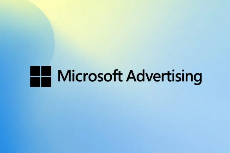 Logo de Microsoft Advertising con elementos digitales y móviles en transición hacia una plataforma web