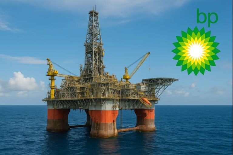 Plataforma semisumergible de BP operando en el Golfo de México, símbolo de eficiencia energética offshore