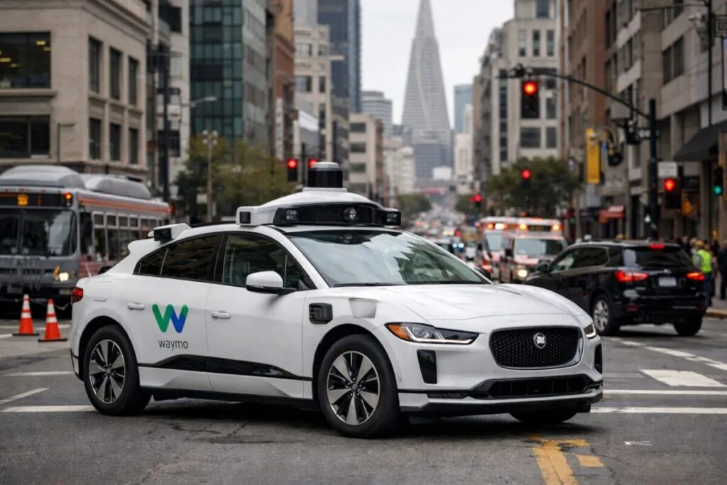 Vehículo autónomo de Waymo detenido durante apagón en San Francisco, movilidad autónoma en crisis