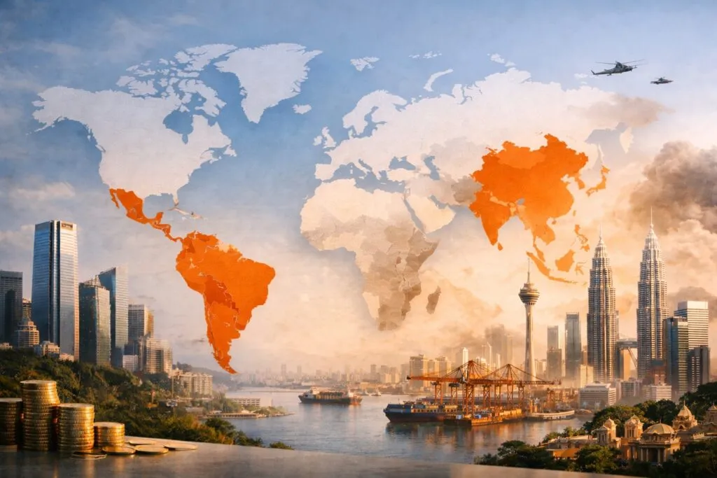 Panorama de mercados emergentes 2026 con crecimiento moderado, inflación a la baja y riesgos geopolíticos globales