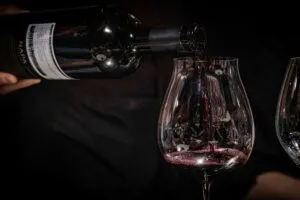 personas disfrutando vino en bares porteños con app vino tech en smartphone