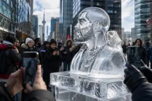 Drake instala escultura de hielo en Toronto y genera marketing viral de marcas en abril de 2026