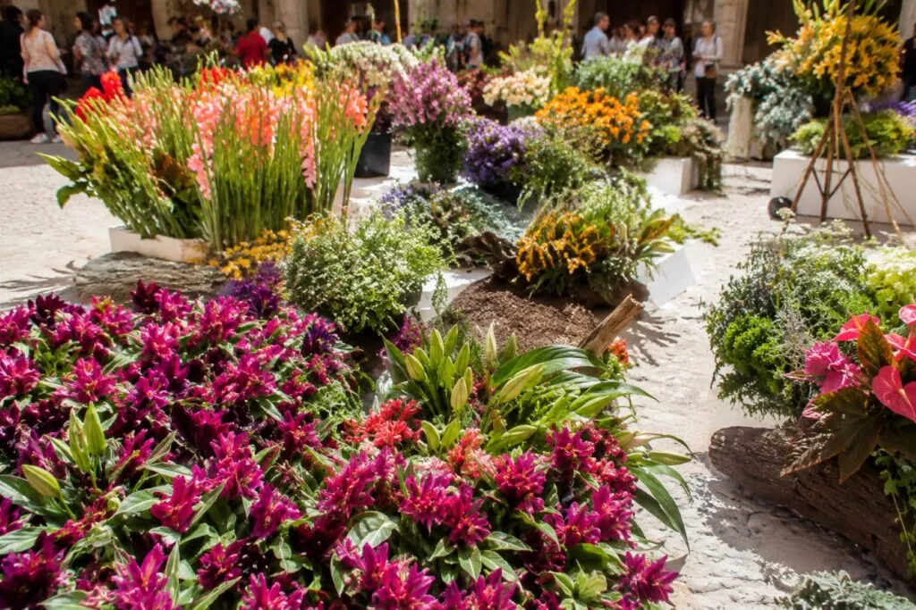 Certamen de artesanía floral llena Salamanca con exhibiciones abiertas y creaciones florales en espacios históricos.