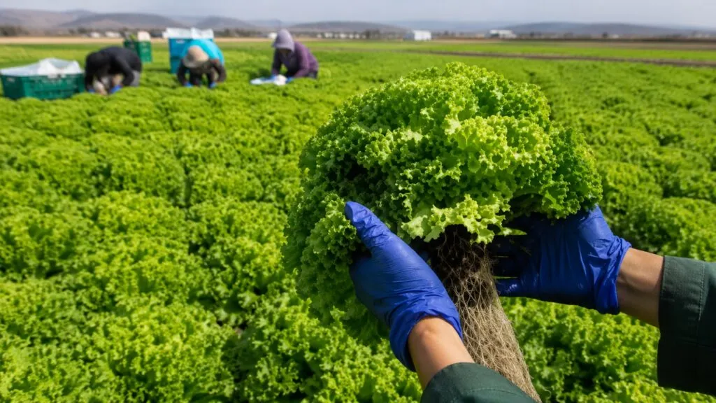 Productores agrícolas durante una inspección sanitaria relacionada con el sector agroalimentario mexicano y la seguridad alimentaria.