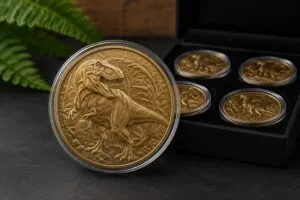 Medallas de dinosaurios de la Casa de Moneda disponibles para coleccionistas en México