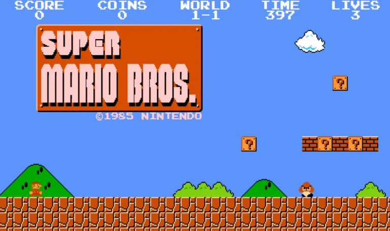 Evolución de Mario Bros desde los gráficos de 8 bits hasta los videojuegos modernos de Nintendo.