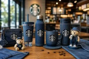 Starbucks Denim con café, mezclilla y coleccionables disponibles para compradores en México mediante importación