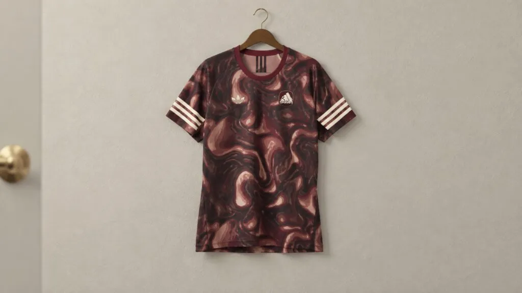 Tenis, ropa y accesorios en tonos café y crema que representan la colección de Tim Hortons y adidas en Canadá.