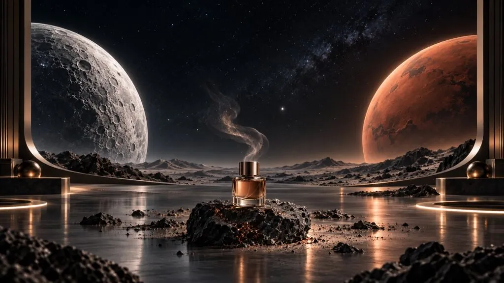 Perfume del espacio creado por Marina Barcenilla con química planetaria para acercar la ciencia al público.