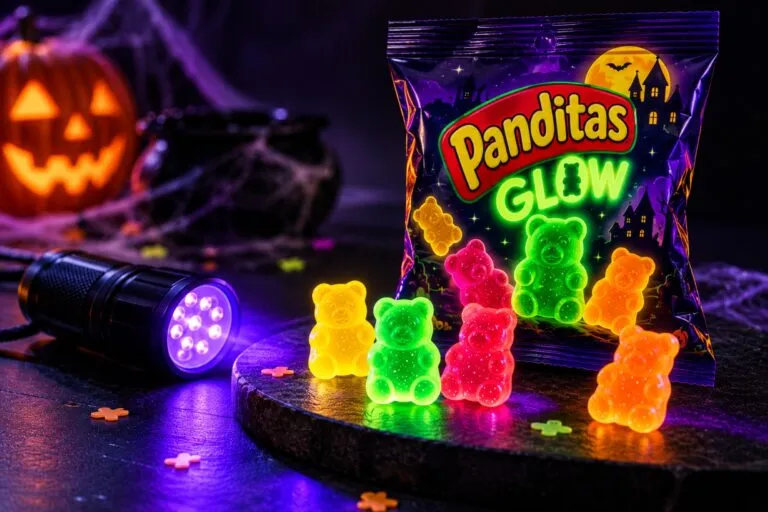 Panditas Glow incorpora confeti fluorescente y una lámpara de luz negra en una edición limitada disponible en México.